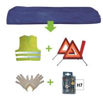 JBM 52770 - KIT EMERGENCIA BOLSA AZUL+MK H7+CHALECO+TRIANG.+GUANTES