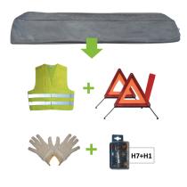 JBM 52775 - KIT EMERGENCIA BOLSA GRIS+MK H7+H1+CHALECO+TRIANG.+GUANTES