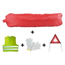 JBM 53180 - KIT EMERGENCIA BOLSA ROJA RIBETE+TRIANGULO+CHALECO+GUANTES