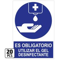 JBM 14817 - PACK 20 POSTERS"ES OBLIGATORIO UTILIZAR EL GEL DESINFECTANTE
