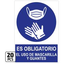 JBM 14822 - PACK 20 POSTERS"ES OBLIGATORIO EL USO MASCARILLA Y GUANTES"