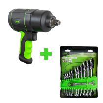 JBM SERIE375 - SERIE375:X10 SET 12 LLAVES COMBINADAS 51318+X10 PISTOLA IMPA