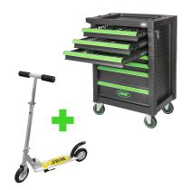 JBM SERIE379 - 53904 CARRO HERRAMIENTAS 7 CAJONES VERDE+53504 PATINETE 2 RU