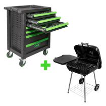 JBM SERIE386 - PROMO CARRO HERRAMIENTAS 7 CAJONES VERDE 53904+BARBACOA CON