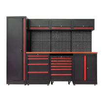 JBM 44327R - CONJUNTO MUEBLES MODULARES PARA TALLER(18 PCS)-ROJO