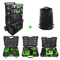 JBM SERIE492M - CARRO MODULAR+AMOLADORA ANGULAR+TALADRO PERCUTOR+PISTOLA IMP