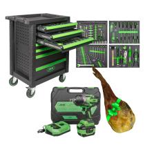 JBM SERIE529 - 53904 CARRO HERRAMIENTAS 7 CAJONES VERDE+60048C PISTOLA IMPA