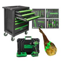 JBM SERIE530 - 53904 CARRO HERRAMIENTAS 7 CAJONES VERDE+60051C PISTOLA IMPA