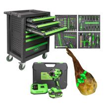 JBM SERIE531 - 53904 CARRO HERRAMIENTAS 7 CAJONES VERDE+60046C PISTOLA IMPA