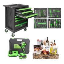 JBM SERIE531C - 53904 CARRO HERRAMIENTAS 7 CAJONES VERDE+60046C PISTOLA IMPA