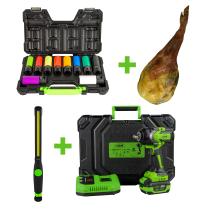 JBM SERIE540 - KIT 10 VASOS IMPACTO 1/2+PISTOLA IMPACTO A BATERIA+PORTATI
