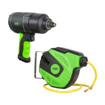 JBM SERIE541 - 53608 PISTOLA IMPACTO 1/2"1200NM+53882 CARRETE MANGUERA AIRE